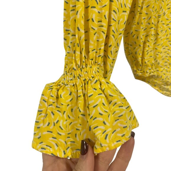 Anthropologie Maeve Blithe Button Down Yellow Motif Blouse Size 2 - Picture 3 of 8
